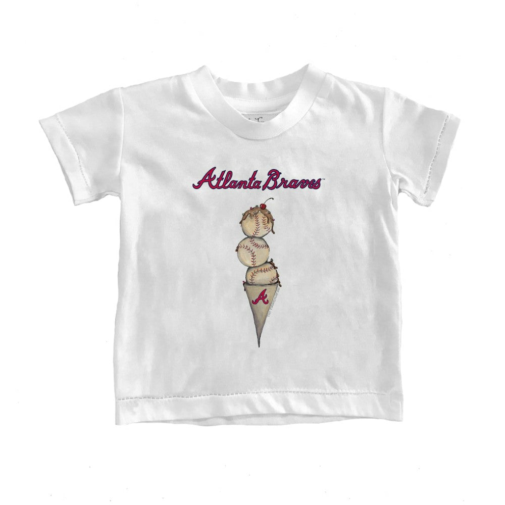Atlanta Braves Tiny Turnip Youth Triple Scoop T-Shirt White