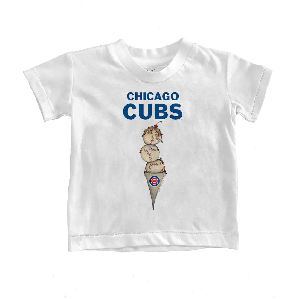 Chicago Cubs Tiny Turnip Youth Triple Scoop T-Shirt White