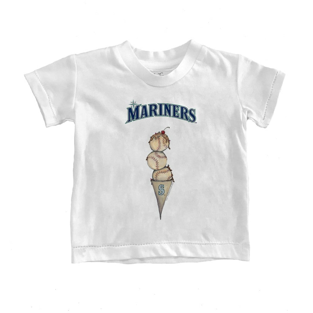 Seattle Mariners Tiny Turnip Youth Triple Scoop T-Shirt White