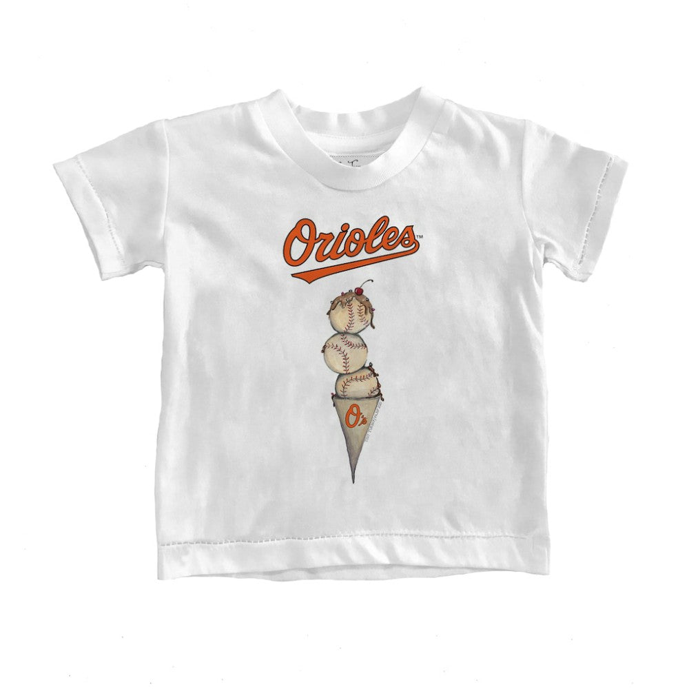 Baltimore Orioles Tiny Turnip Youth Triple Scoop T-Shirt White