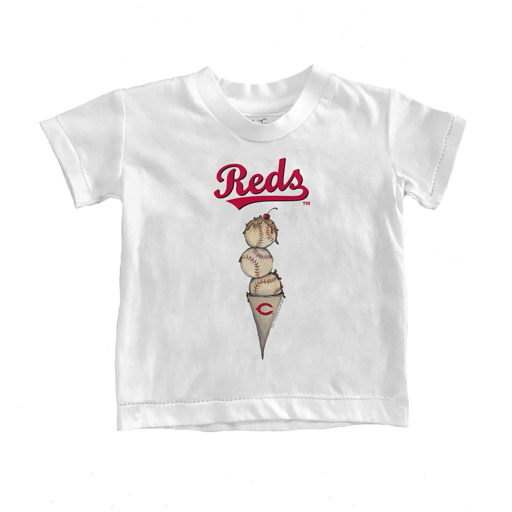 Cincinnati Reds Tiny Turnip Youth Triple Scoop T-Shirt White
