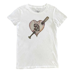 San Diego Padres Tiny Turnip Women's Heart Bat T-Shirt White