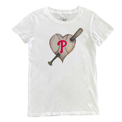 Philadelphia Phillies Tiny Turnip Women's Heart Bat T-Shirt White