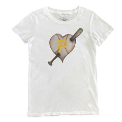 Pittsburgh Pirates Tiny Turnip Women's Heart Bat T-Shirt White