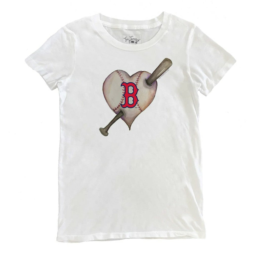 Boston Red Sox Tiny Turnip Women's Heart Bat T-Shirt White
