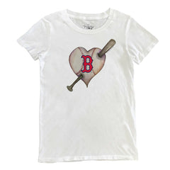 Boston Red Sox Tiny Turnip Women's Heart Bat T-Shirt White