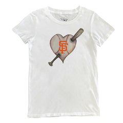 San Francisco Giants Tiny Turnip Women's Heart Bat T-Shirt White
