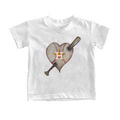 Houston Astros Tiny Turnip Youth Heart Bat T-Shirt White