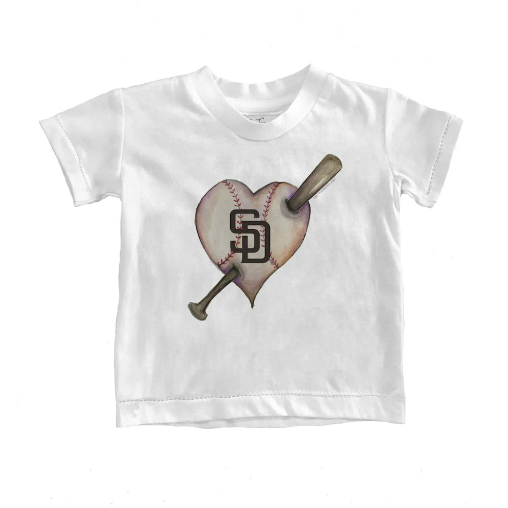 San Diego Padres Tiny Turnip Youth Heart Bat T-Shirt White