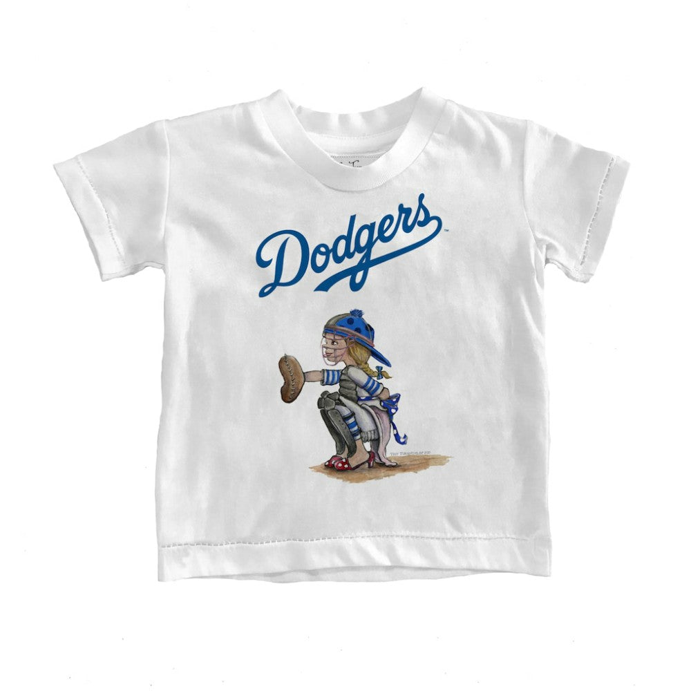 Los Angeles Dodgers Tiny Turnip Youth Kate the Catcher T-Shirt White
