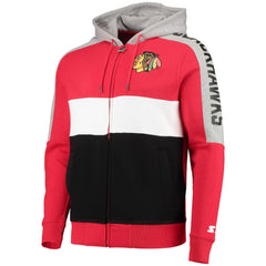 Chicago Blackhawks Starter Playoffs Color Block Full-Zip Hoodie Red/Black