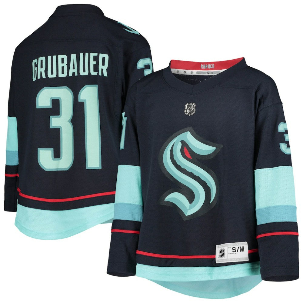 Philipp Grubauer Seattle Kraken Youth Home Replica Player Jersey Deep Sea Blue
