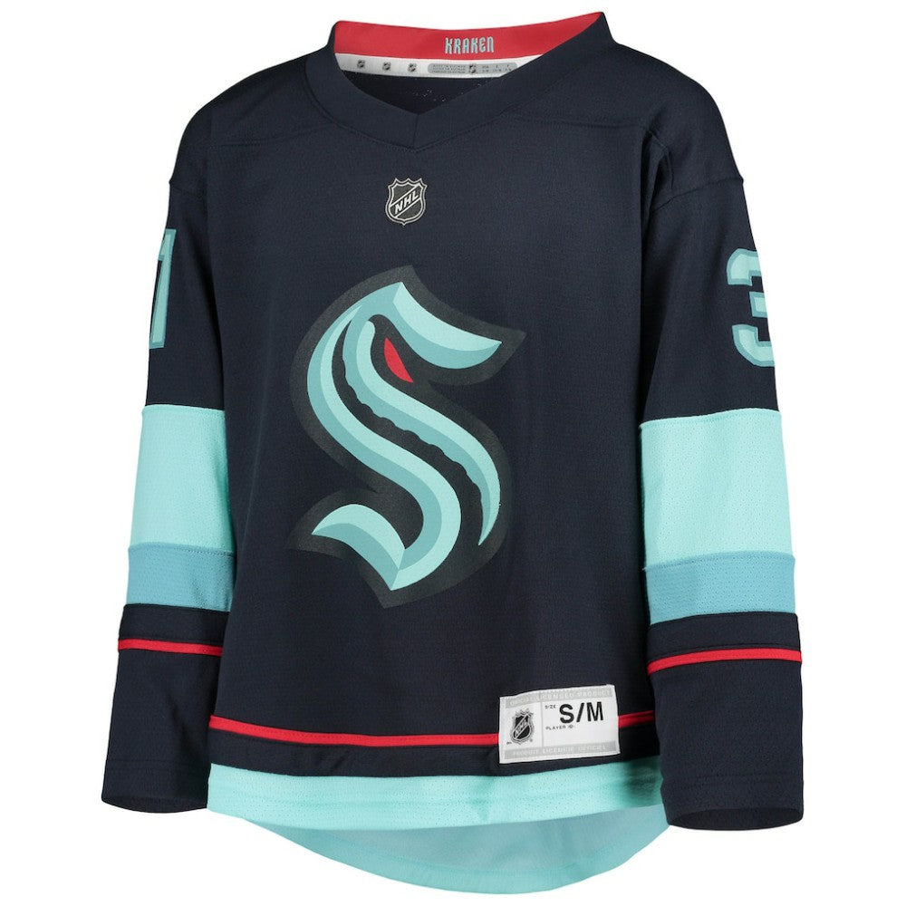 Philipp Grubauer Seattle Kraken Youth Home Replica Player Jersey Deep Sea Blue