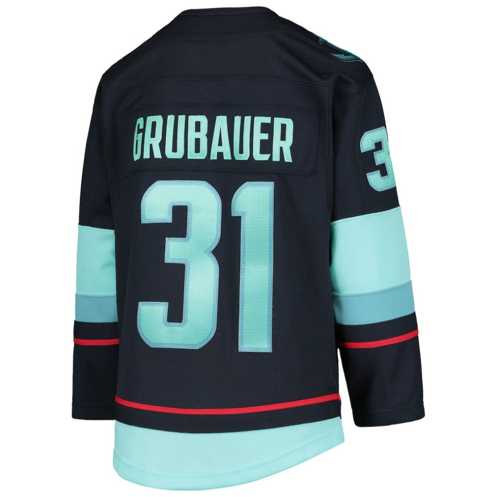 Philipp Grubauer Seattle Kraken Youth Home Premier Player Jersey Deep Sea Blue
