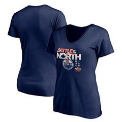 Edmonton Oilers Women's Battle of the North V-Neck T-Shirt Navy