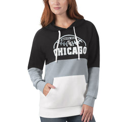 Chicago White Sox G-III Sports by Carl Banks Women's Block and Tackle Colorblock Pullover Hoodie Black/Gray