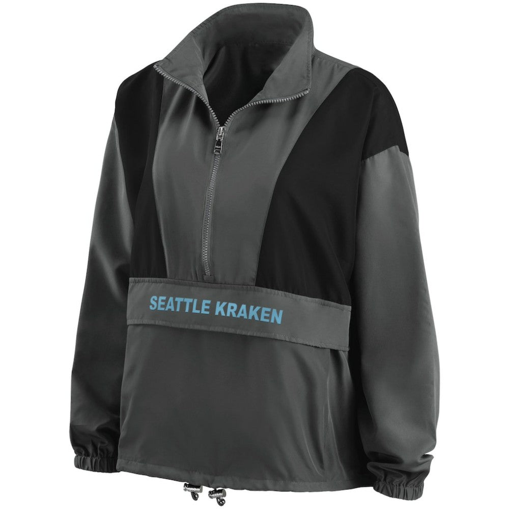 Seattle Kraken WEAR by Erin Andrews Women's Popover Packable Half-Zip Jacket Charcoal
