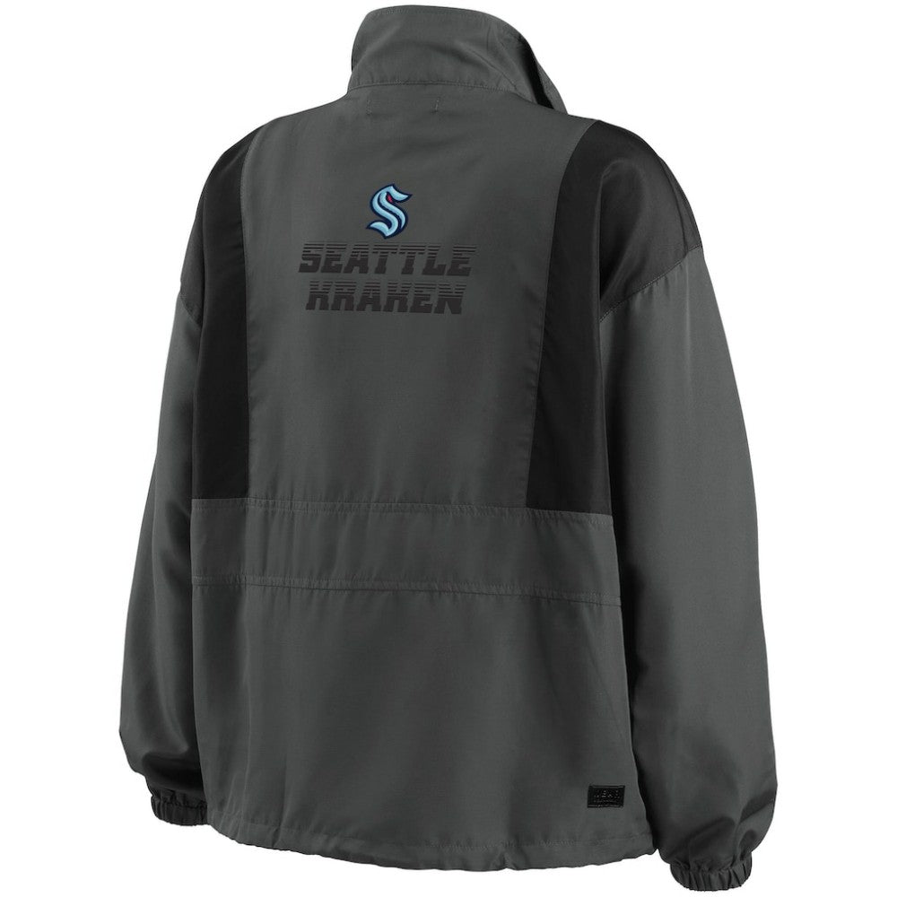 Seattle Kraken WEAR by Erin Andrews Women's Popover Packable Half-Zip Jacket Charcoal