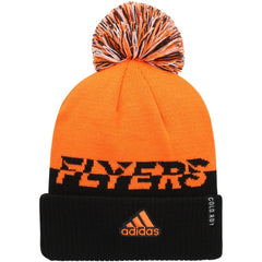 Philadelphia Flyers adidas COLD.RDY Cuffed Knit Hat with Pom Orange/Black