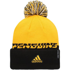 Pittsburgh Penguins adidas COLD.RDY Cuffed Knit Hat with Pom Yellow/Black