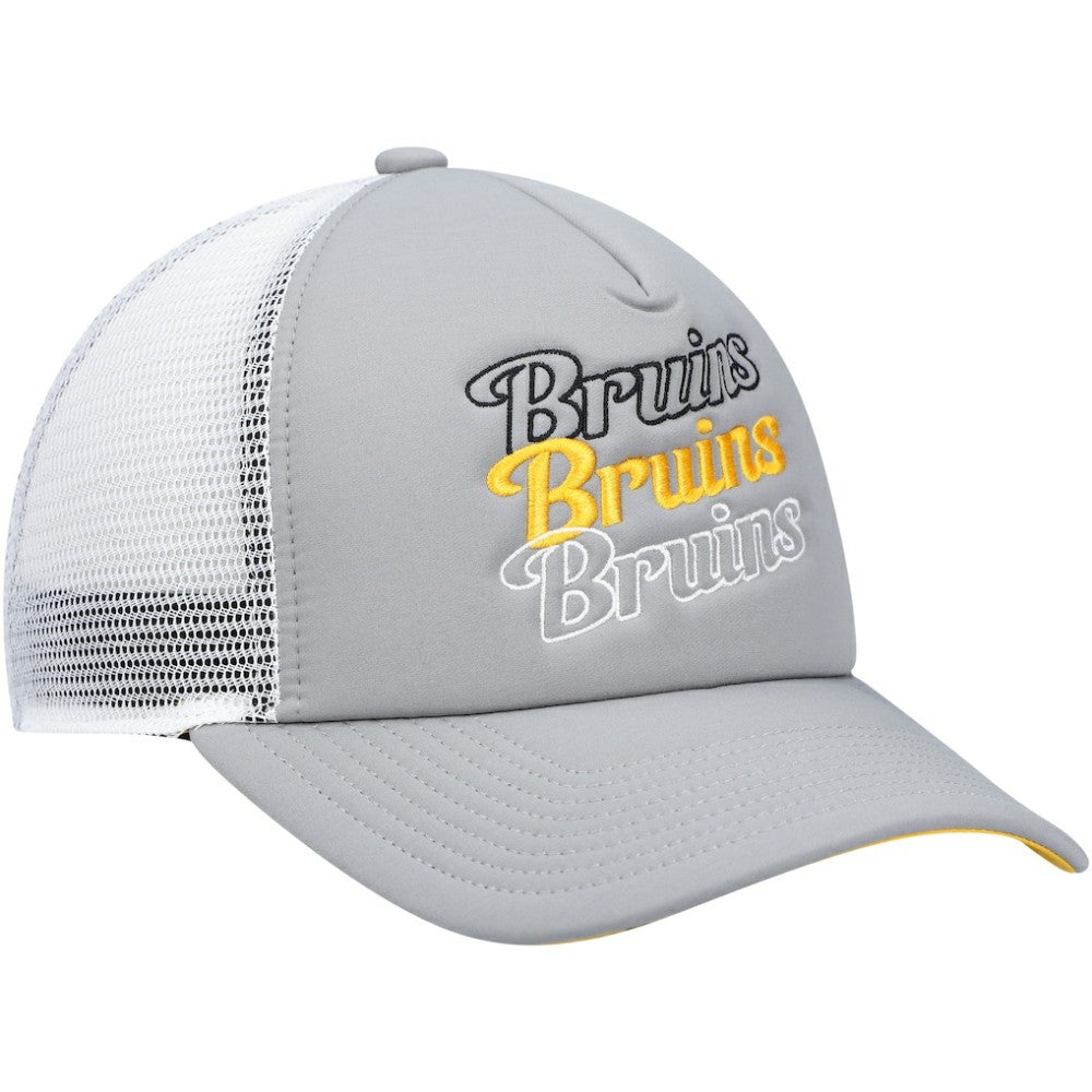 Boston Bruins adidas Women's Foam Trucker Snapback Hat Gray/White