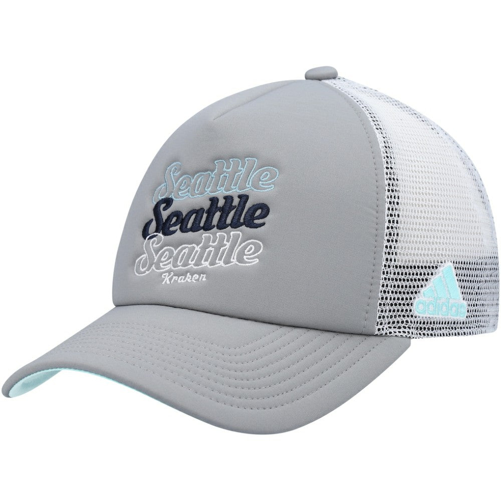 Seattle Kraken adidas Women's Foam Trucker Snapback Hat Gray/White