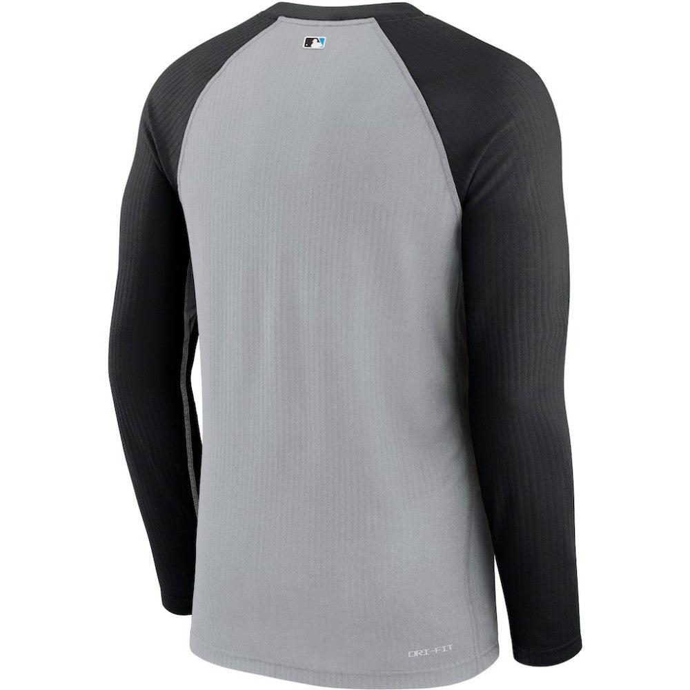 Miami Marlins Game Authentic Collection Performance Raglan Long Sleeve T-Shirt Gray/Black | Nike