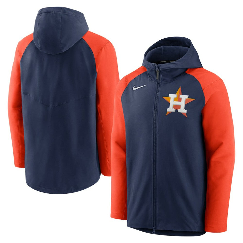 Houston Astros Authentic Collection Performance Raglan Full-Zip Hoodie Navy/Orange | Nike