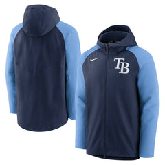 Tampa Bay Rays Authentic Collection Performance Raglan Full-Zip Hoodie Navy/Light Blue | Nike