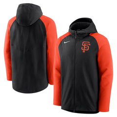 San Francisco Giants Authentic Collection Performance Raglan Full-Zip Hoodie Black/Orange | Nike