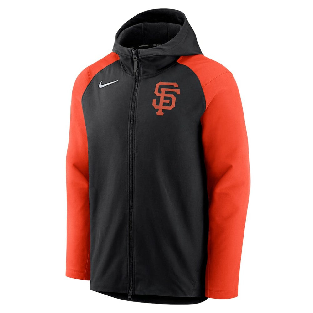 San Francisco Giants Authentic Collection Performance Raglan Full-Zip Hoodie Black/Orange | Nike
