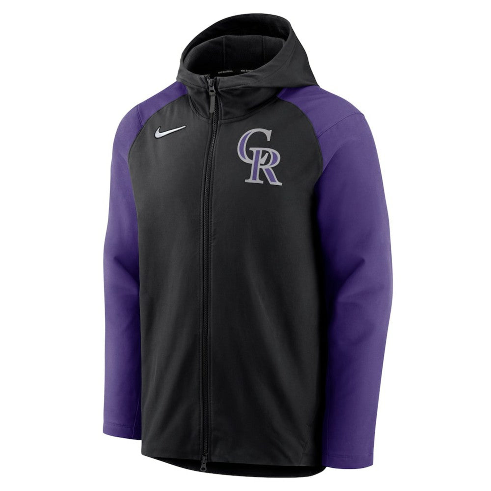 Colorado Rockies Authentic Collection Performance Raglan Full-Zip Hoodie Black/Purple | Nike