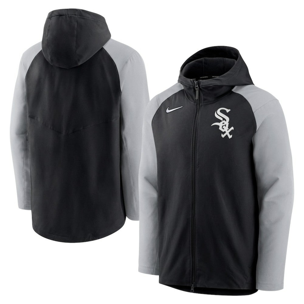 Chicago White Sox Authentic Collection Performance Raglan Full-Zip Hoodie Black/Gray | Nike