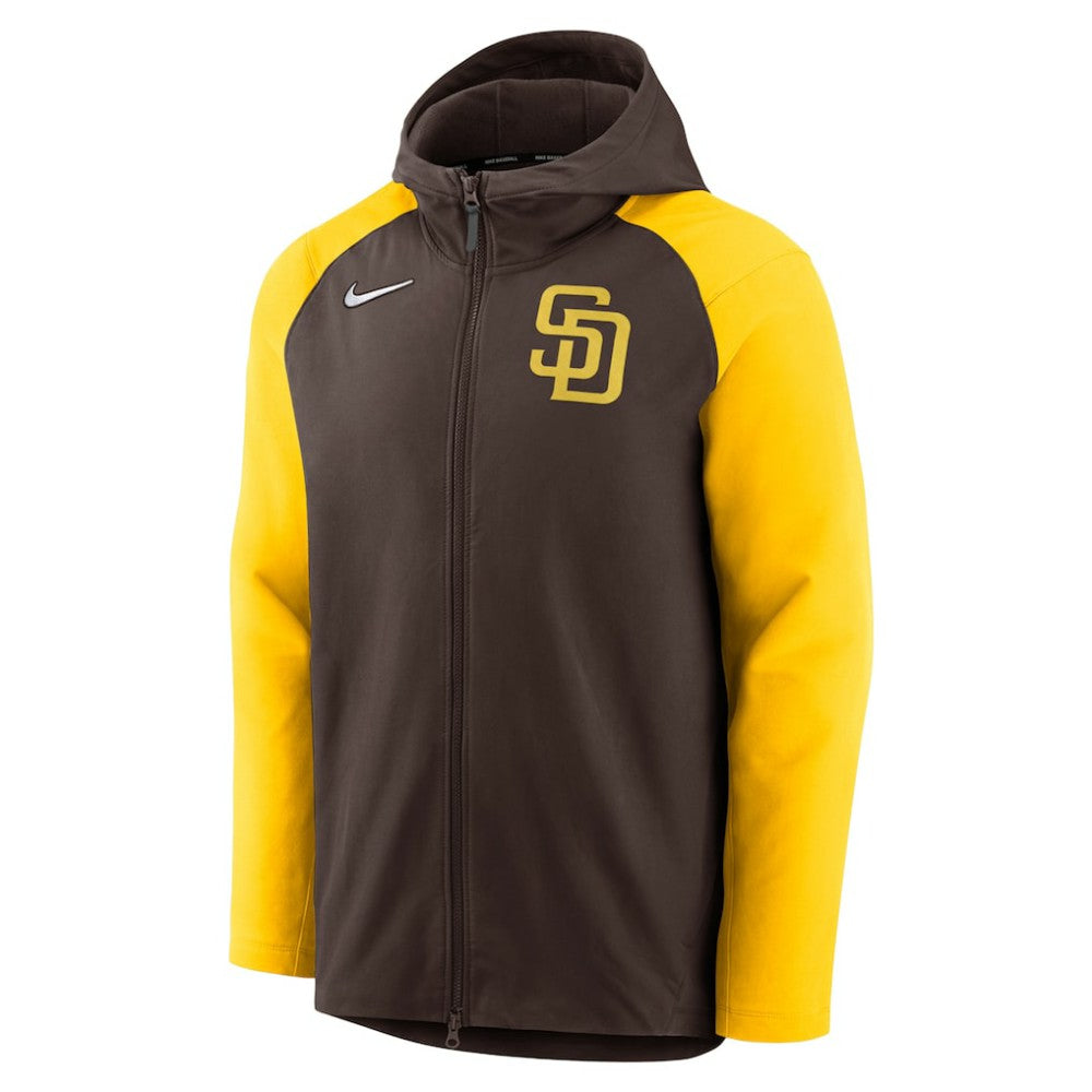 San Diego Padres Authentic Collection Performance Raglan Full-Zip Hoodie Brown/Gold | Nike