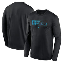 Miami Marlins Authentic Collection Performance Long Sleeve T-Shirt Black | Nike