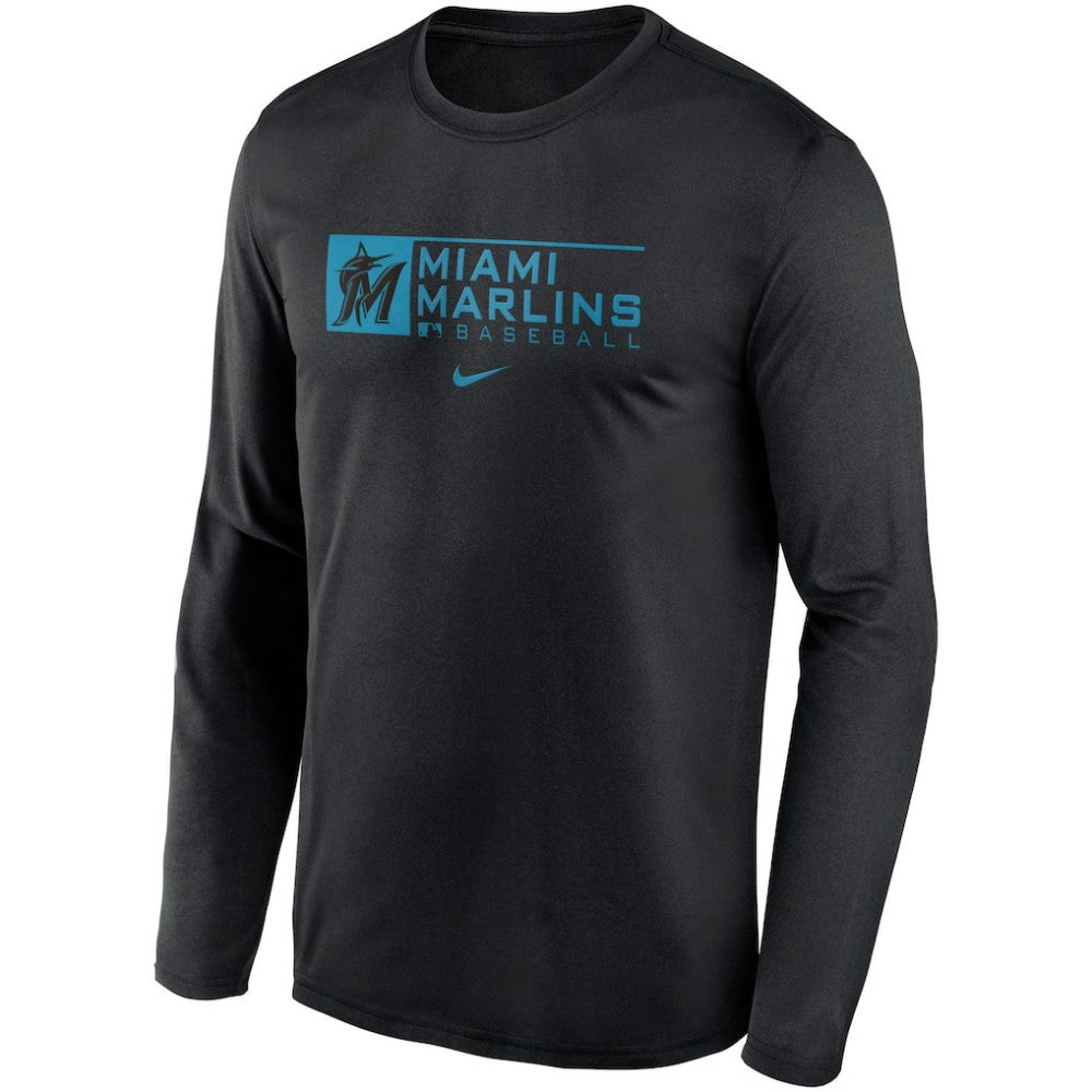 Miami Marlins Authentic Collection Performance Long Sleeve T-Shirt Black | Nike