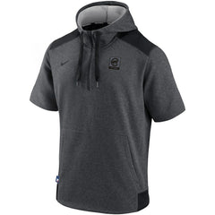 Chicago Cubs Authentic Collection Dry Flux Performance Quarter-Zip Short Sleeve Hoodie Heathered Charcoal/Black | Nike