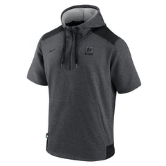 Miami Marlins Authentic Collection Dry Flux Performance Quarter-Zip Short Sleeve Hoodie Heathered Charcoal/Black | Nike