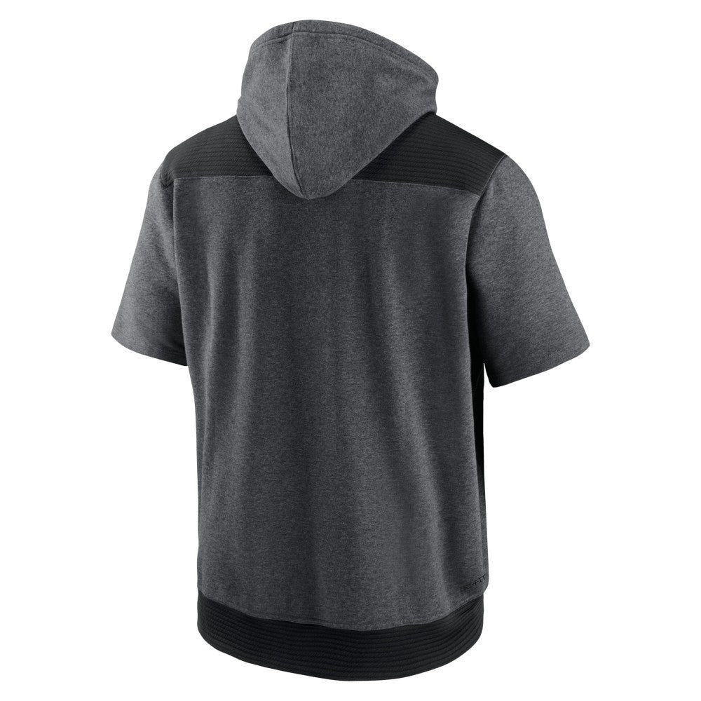 Miami Marlins Authentic Collection Dry Flux Performance Quarter-Zip Short Sleeve Hoodie Heathered Charcoal/Black | Nike