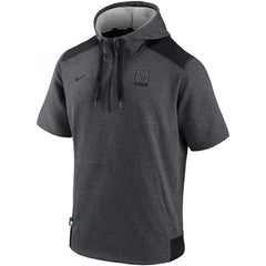 Milwaukee Brewers Authentic Collection Dry Flux Performance Quarter-Zip Short Sleeve Hoodie Heathered Charcoal/Black | Nike