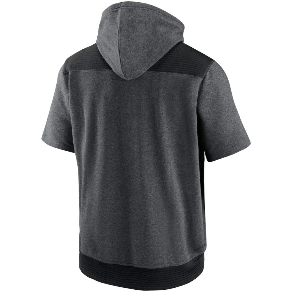 Milwaukee Brewers Authentic Collection Dry Flux Performance Quarter-Zip Short Sleeve Hoodie Heathered Charcoal/Black | Nike