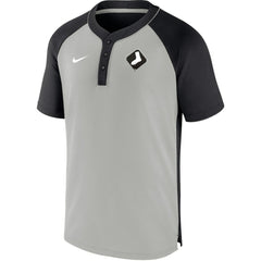 Chicago White Sox City Plate Performance Henley Raglan T-Shirt Black/Silver | Nike