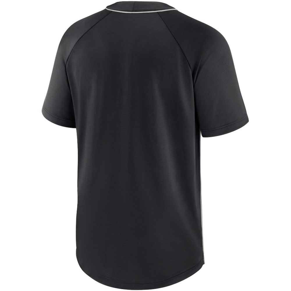 Chicago White Sox City Plate Performance Henley Raglan T-Shirt Black/Silver | Nike