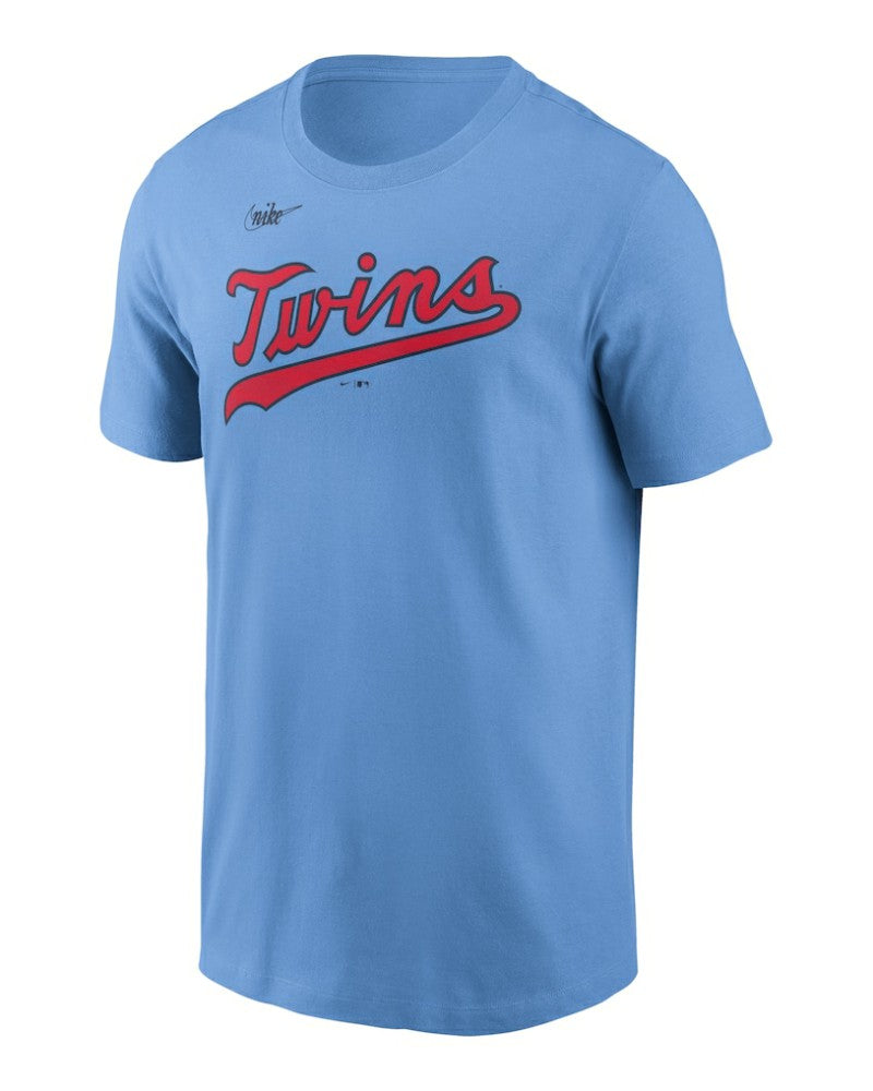 Minnesota Twins Cooperstown Collection Wordmark T-Shirt Light Blue | Nike