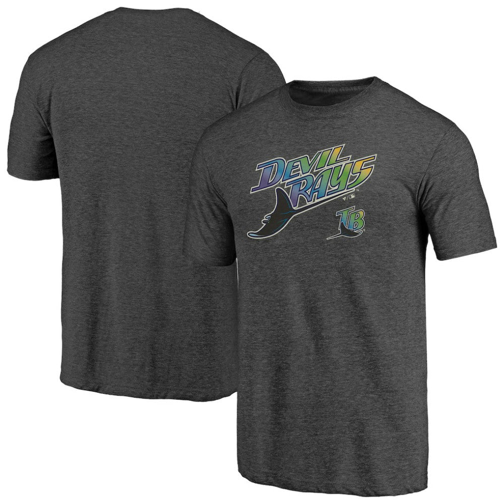 Tampa Bay Rays Cooperstown Collection Series Sweep Tri-Blend T-Shirt Heather Charcoal