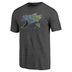 Tampa Bay Rays Cooperstown Collection Series Sweep Tri-Blend T-Shirt Heather Charcoal