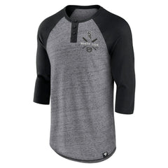Chicago White Sox Iconic Above Heat Speckled Raglan Henley 3/4 Sleeve T-Shirt Heathered Gray/Black