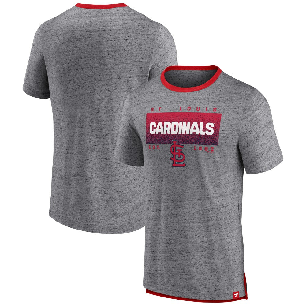 St. Louis Cardinals Iconic Team Element Speckled Ringer T-Shirt Heathered Gray
