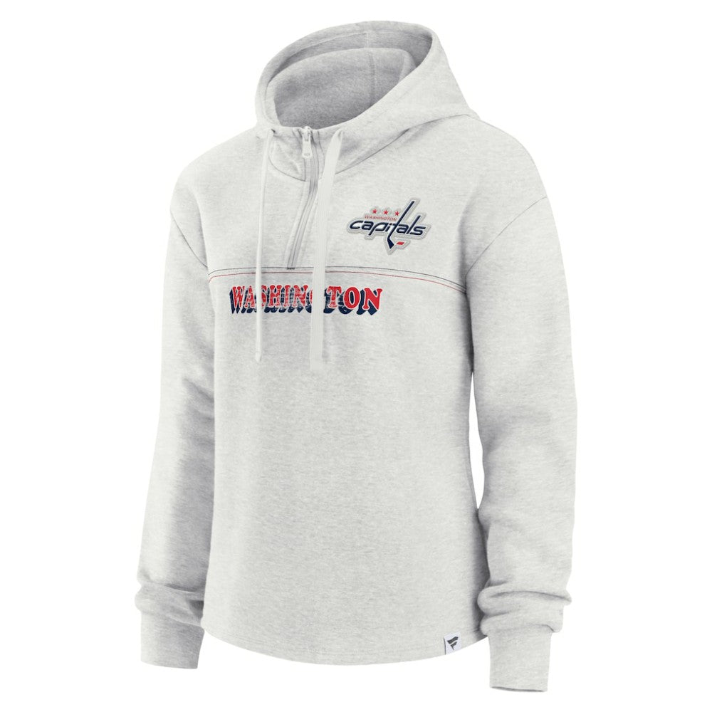 Washington Capitals Fanatics Women's True Classics Legacy Quarter-Zip Hoodie Ash