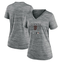 San Francisco Giants Women's Authentic Collection Velocity Performance V-Neck T-Shirt Anthracite | Nike